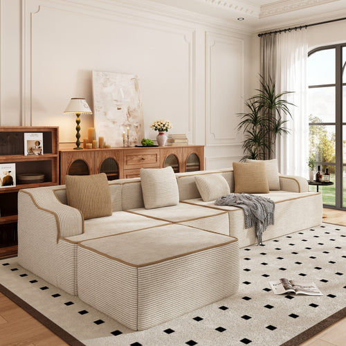 Deluxe Living Room Modular Sectional Sofa Compressed Boneless Couch