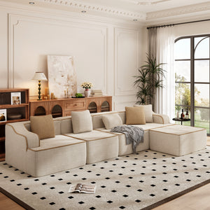 Deluxe Living Room Modular Sectional Sofa Compressed Boneless Couch