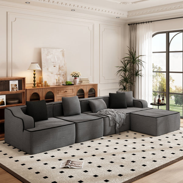 Deluxe Living Room Modular Sectional Sofa Compressed Boneless Couch