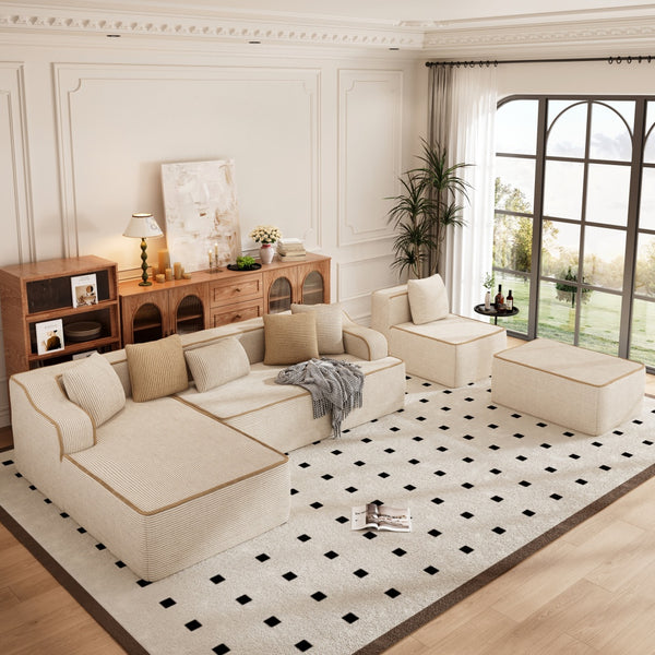 Deluxe Living Room Modular Sectional Sofa Compressed Boneless Couch