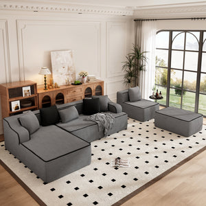 Deluxe Living Room Modular Sectional Sofa Compressed Boneless Couch