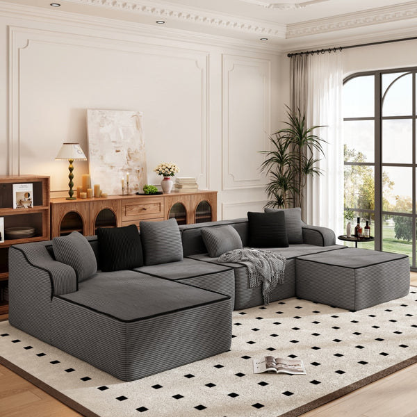 Deluxe Living Room Modular Sectional Sofa Compressed Boneless Couch