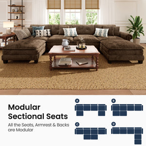 Charleston Velvet-Chenille U-Shaped Living Room Couch with Ottoman