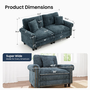 Charleston Velvet-Chenille Living Room Couch