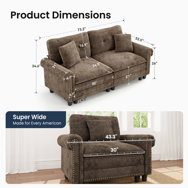 Charleston Velvet-Chenille Living Room Couch