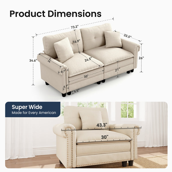 Charleston Velvet-Chenille Living Room Couch