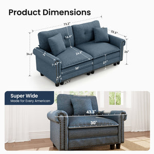 Charleston Linen-Look Modular Living Room Couch