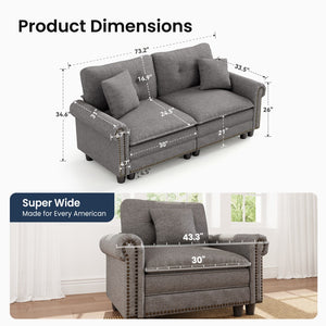 Charleston Linen-Look Modular Living Room Couch