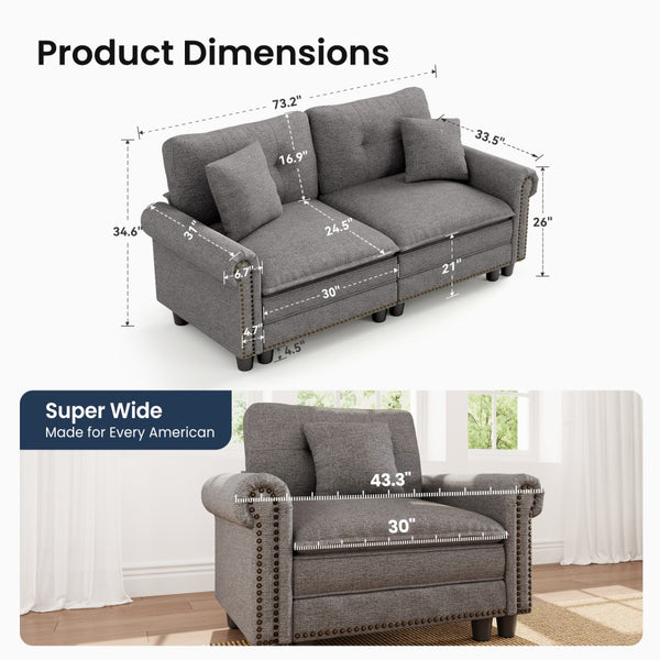 Charleston Linen-Look Modular Living Room Couch