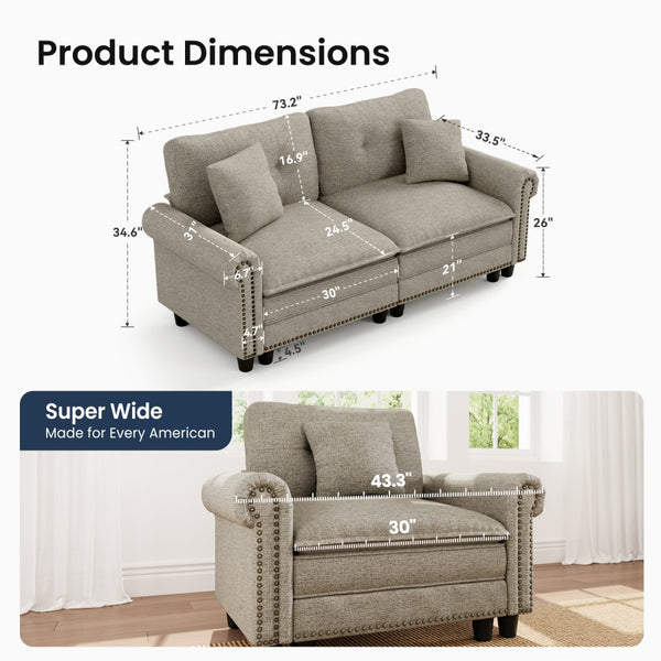 Charleston Linen-Look Modular Living Room Couch