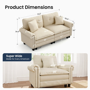 Charleston Linen-Look Modular Living Room Couch