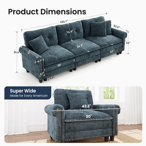 Charleston Velvet-Chenille Living Room Couch