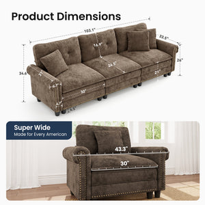 Charleston Velvet-Chenille Living Room Couch