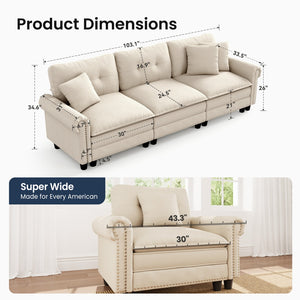 Charleston Velvet-Chenille Living Room Couch