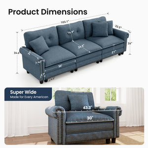 Charleston Linen-Look Modular Living Room Couch