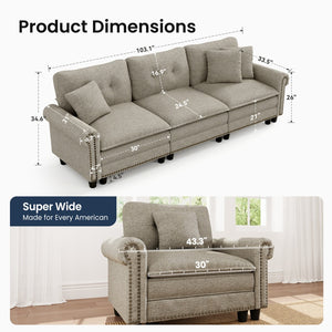 Charleston Linen-Look Modular Living Room Couch