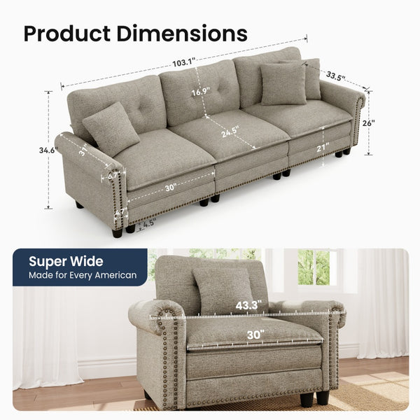 Charleston Linen-Look Modular Living Room Couch