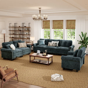 Charleston Velvet-Chenille Living Room Couch Large Set