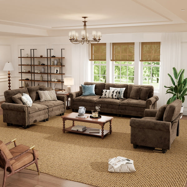 Charleston Velvet-Chenille Living Room Couch Large Set