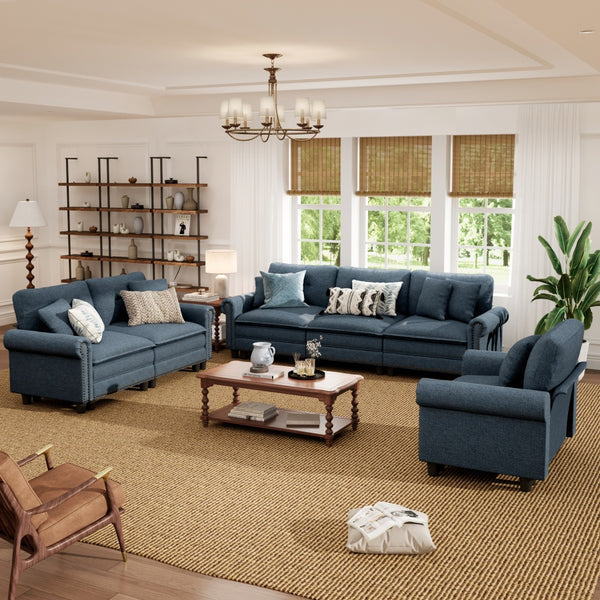Charleston Linen-Look Modular Living Room Couch Sets