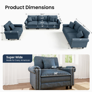 Charleston Linen-Look Modular Living Room Couch Sets