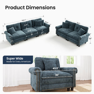 Charleston Velvet-Chenille Living Room Couch