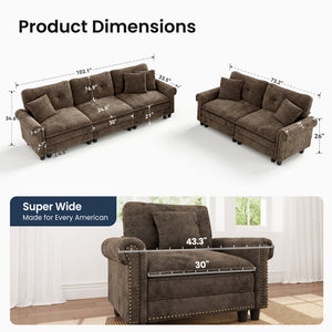 Charleston Velvet-Chenille Living Room Couch