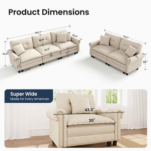 Charleston Velvet-Chenille Living Room Couch