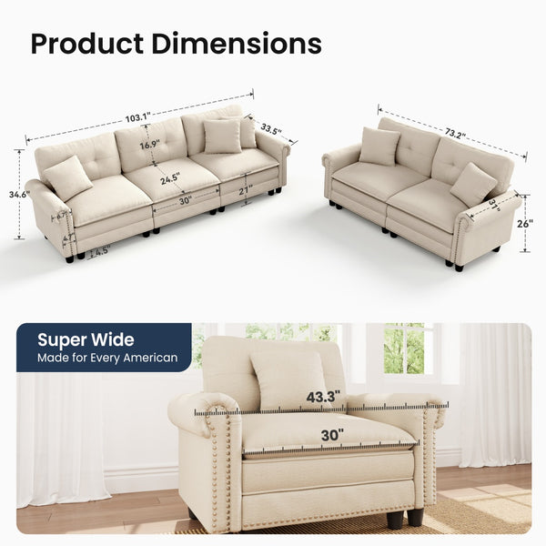 Charleston Velvet-Chenille Living Room Couch