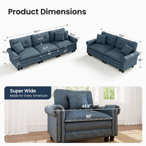 Charleston Linen-Look Modular Living Room Couch