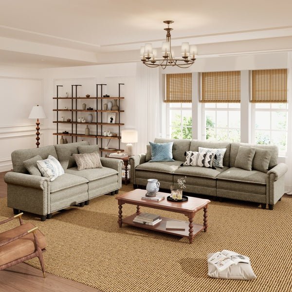 Charleston Linen-Look Modular Living Room Couch