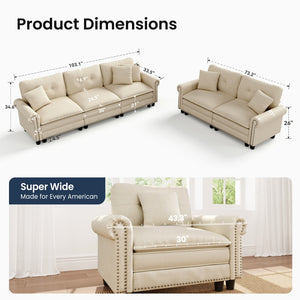 Charleston Linen-Look Modular Living Room Couch