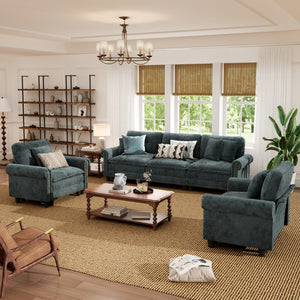 Charleston Velvet-Chenille Living Room Couch Large Set