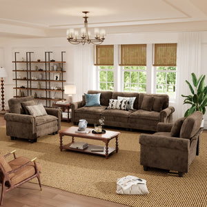 Charleston Velvet-Chenille Living Room Couch Large Set