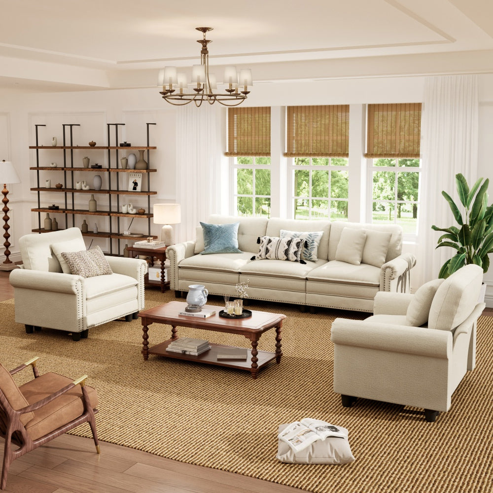 Charleston Velvet-Chenille Living Room Couch Large Set