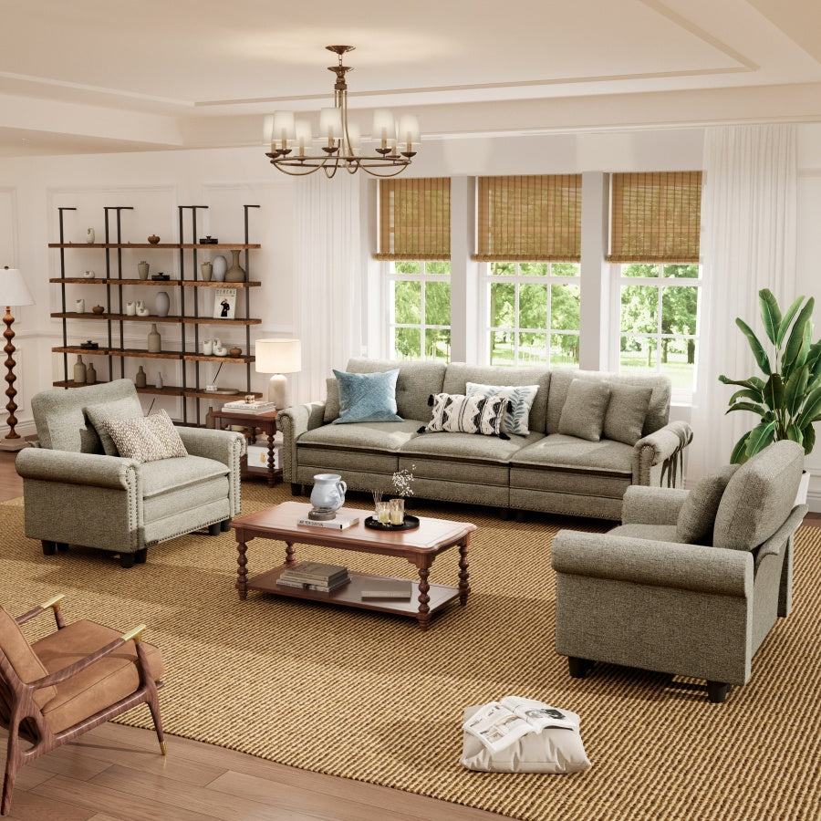 Charleston Linen-Look Modular Living Room Couch Sets