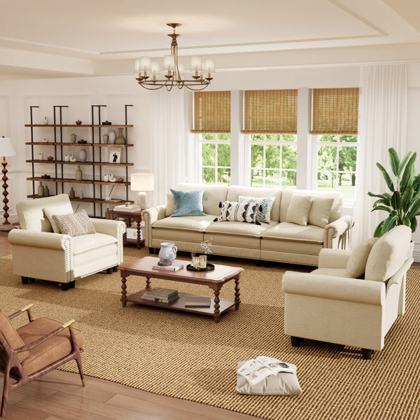 Charleston Linen-Look Modular Living Room Couch Sets
