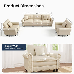 Charleston Linen-Look Modular Living Room Couch Sets