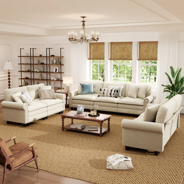 Charleston Velvet-Chenille Living Room Couch Large Set