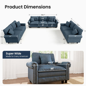 Charleston Linen-Look Modular Living Room Couch Sets