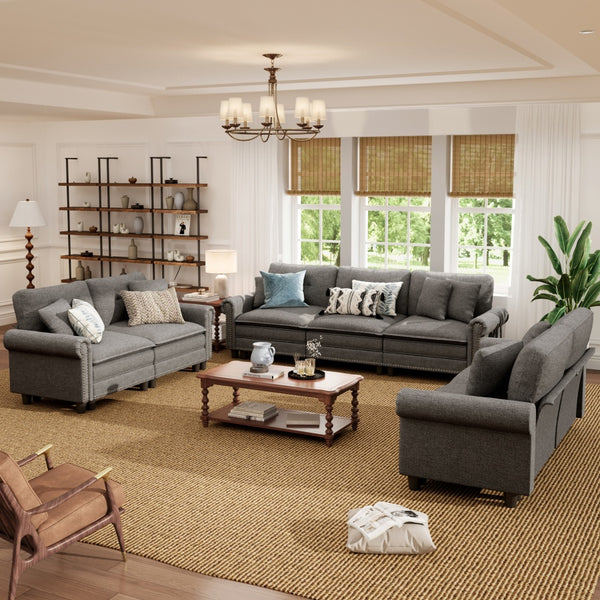 Charleston Linen-Look Modular Living Room Couch Sets