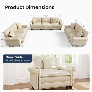 Charleston Linen-Look Modular Living Room Couch Sets