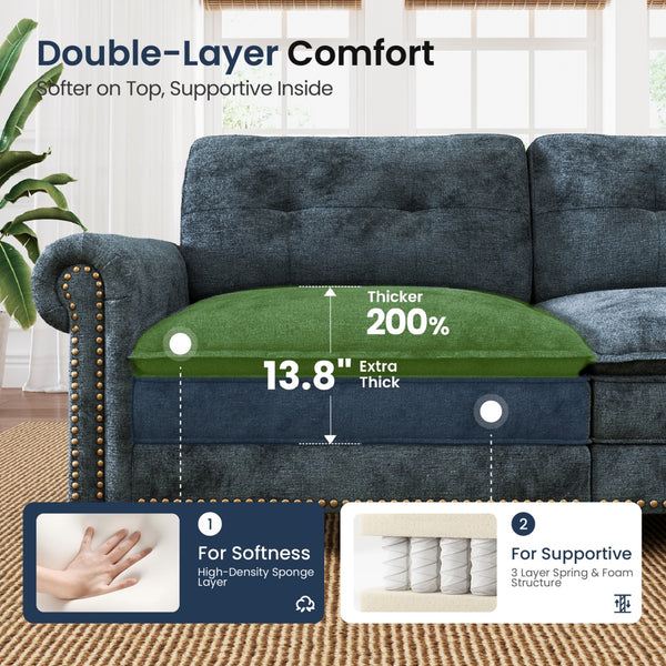 Charleston Velvet-Chenille Living Room Couch Large Set