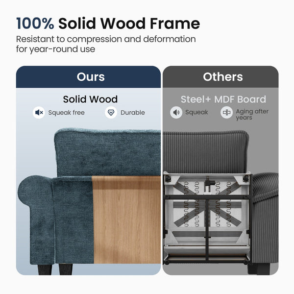 Charleston Velvet-Chenille U-Shaped Living Room Couch with Ottoman