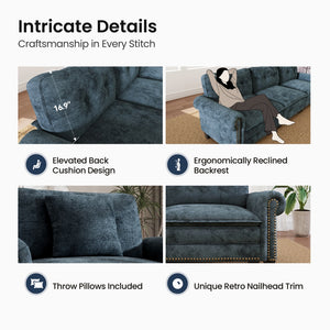 Charleston Velvet-Chenille L-Shaped Living Room Couch with Ottoman