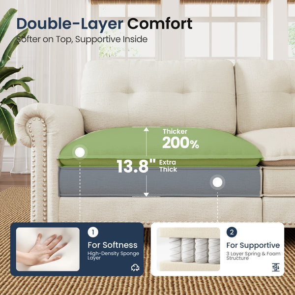 Charleston Velvet-Chenille L-Shaped Living Room Couch with Ottoman