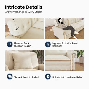 Charleston Velvet-Chenille L-Shaped Living Room Couch with Ottoman