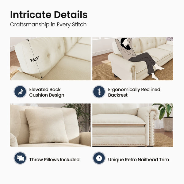 Charleston Velvet-Chenille L-Shaped Living Room Couch with Ottoman