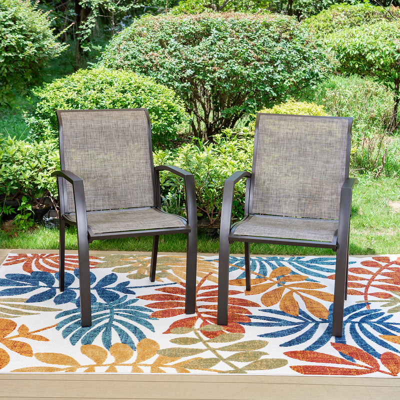 Phi Villa Patio Textilene Aluminum Alloy Fixed Chairs, Set of 2