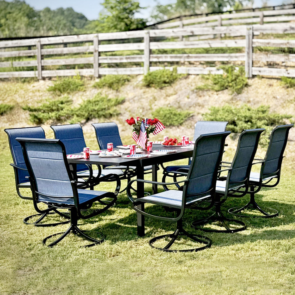 7/9-Piece Patio Dining Set with Extendable Table & Upgraded Padded Swivel Chairs PHI VILLA